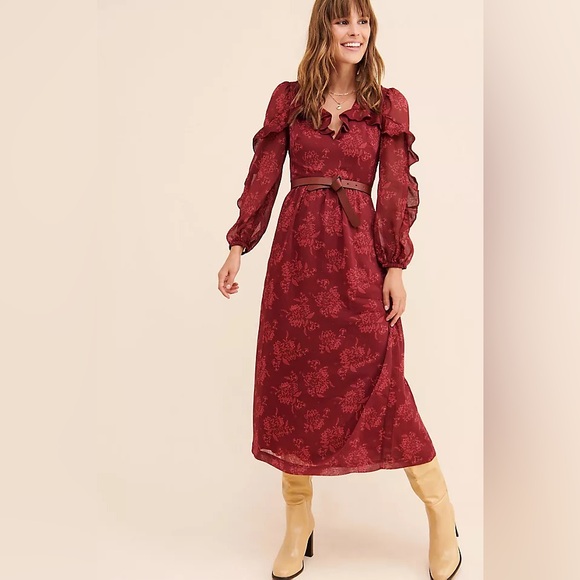 Anthropologie Dresses & Skirts - Anthropologie STEELE Sahara Midi Dress in Pinot Sz. MEDIUM
